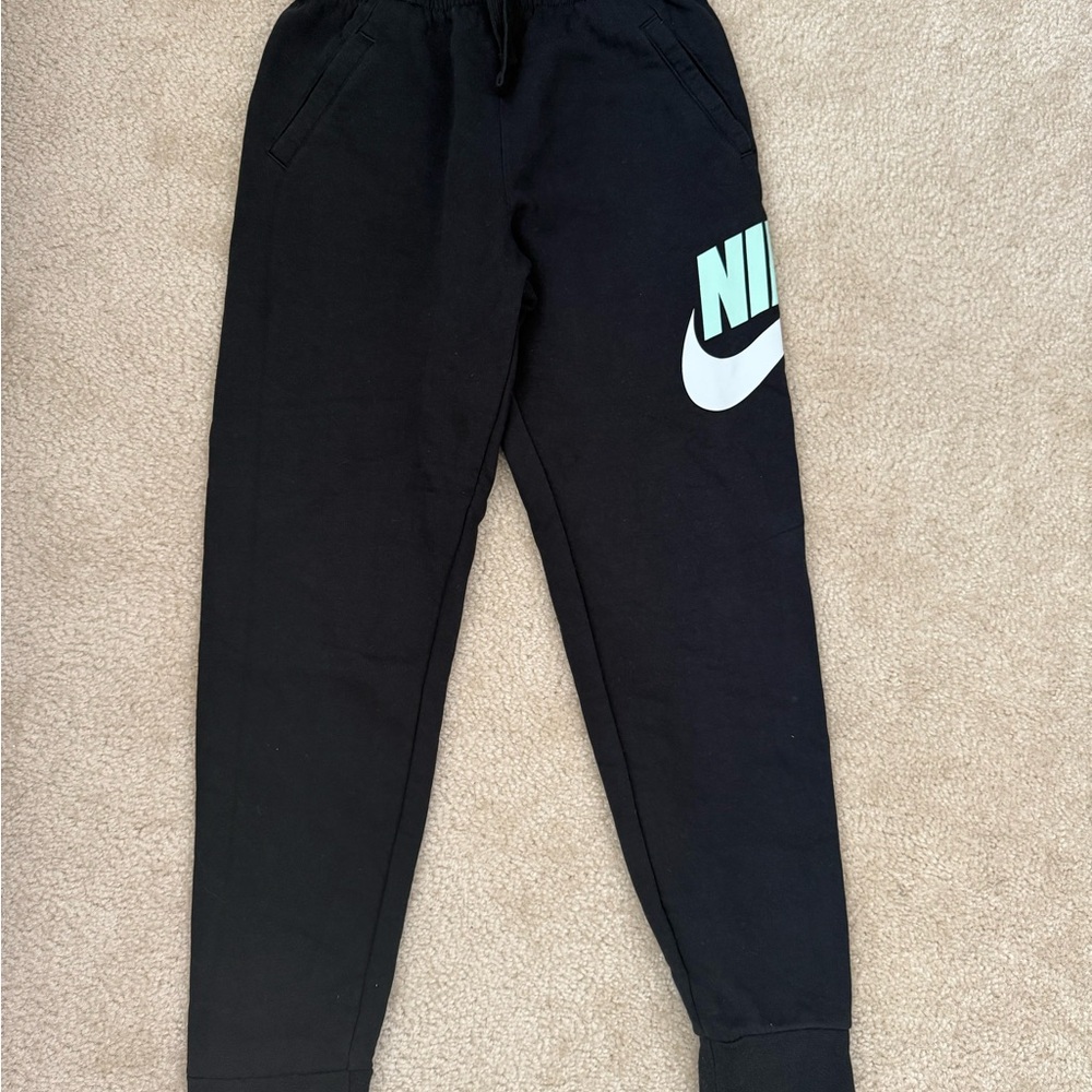 Nike Kids Black Joggers with White Logo
